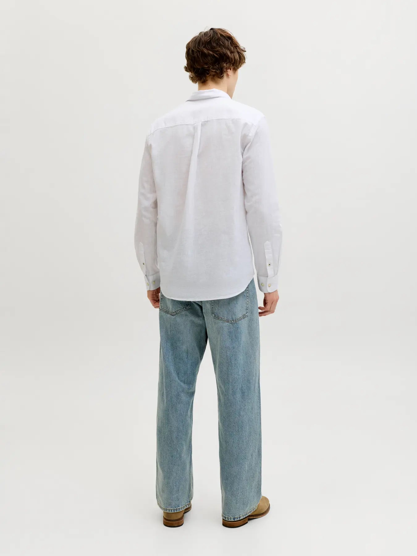 JJ SUMMER LINEN LONG SLEEVED BUTTON SHIRT - WHITE