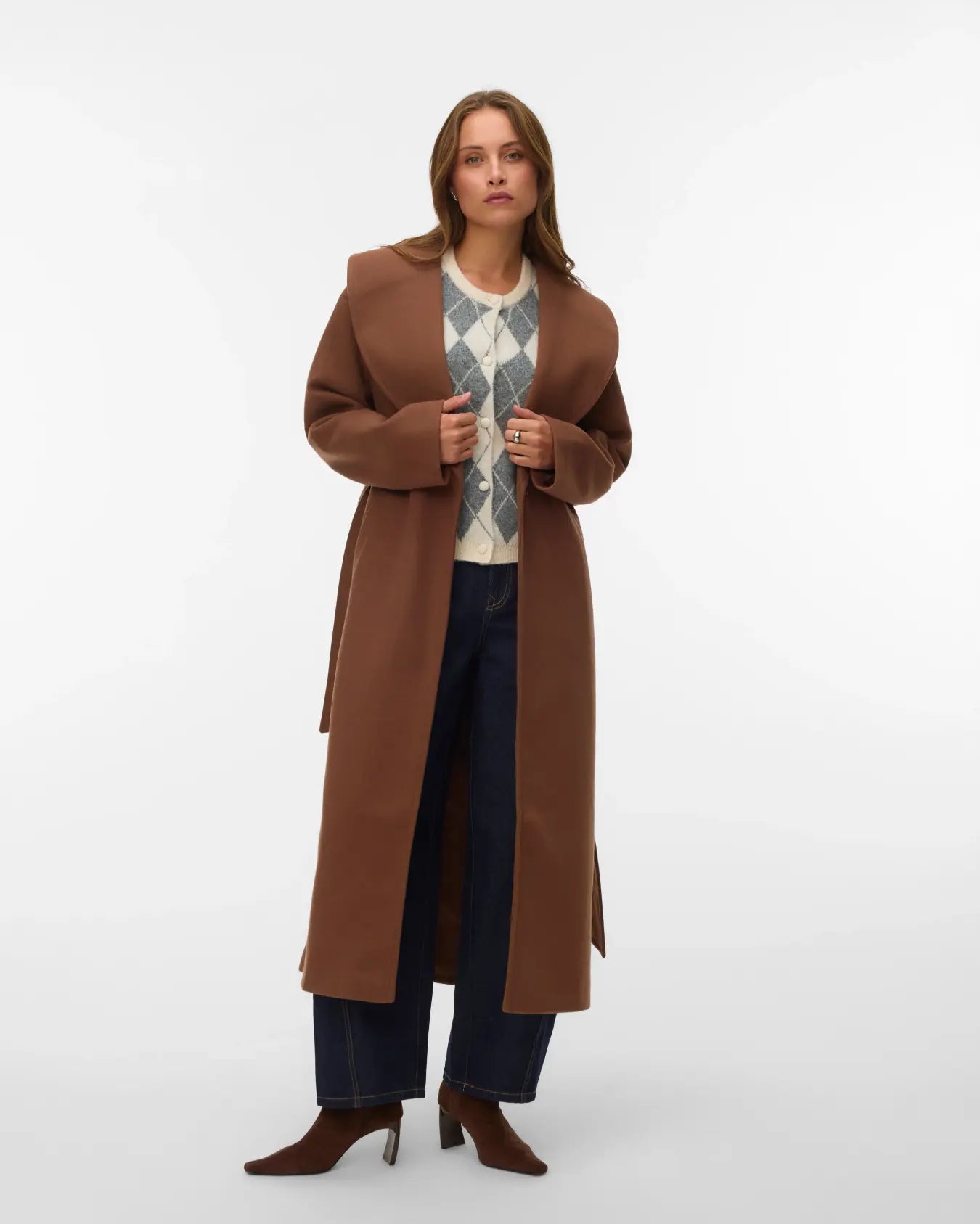 VM ANNIE XTRA LONG COAT - COCOA BROWN