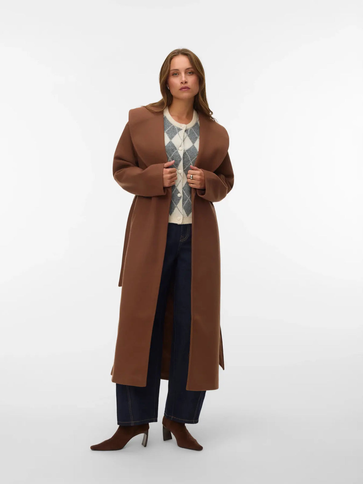 VM ANNIE XTRA LONG COAT - COCOA BROWN