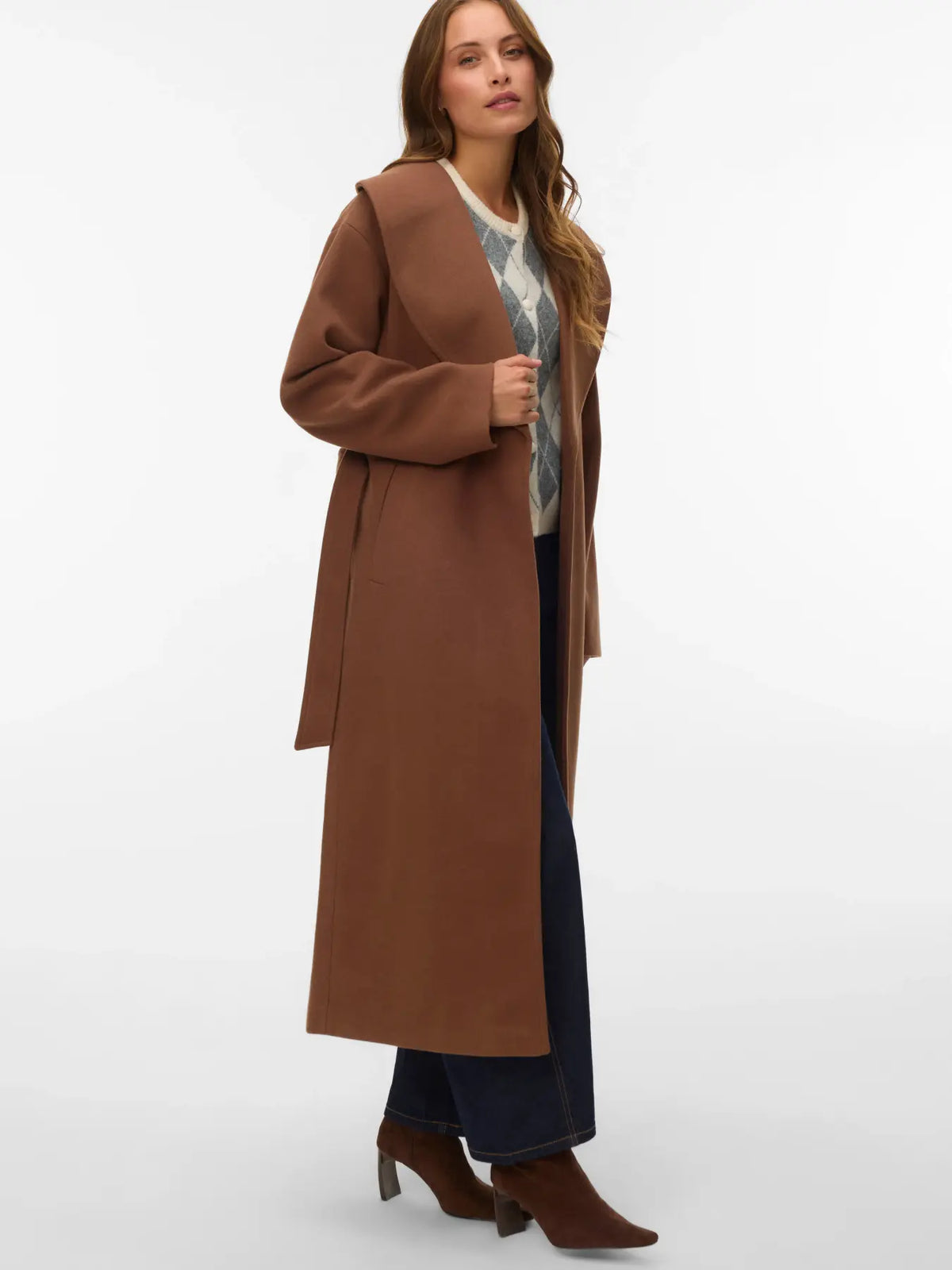 VM ANNIE XTRA LONG COAT - COCOA BROWN