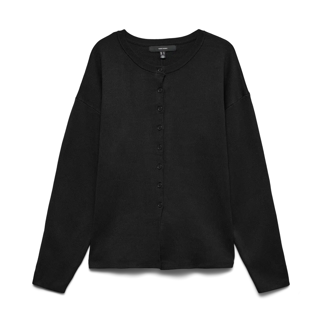 VM EVE LS O NECK BUTTON CARDIGAN - BLACK