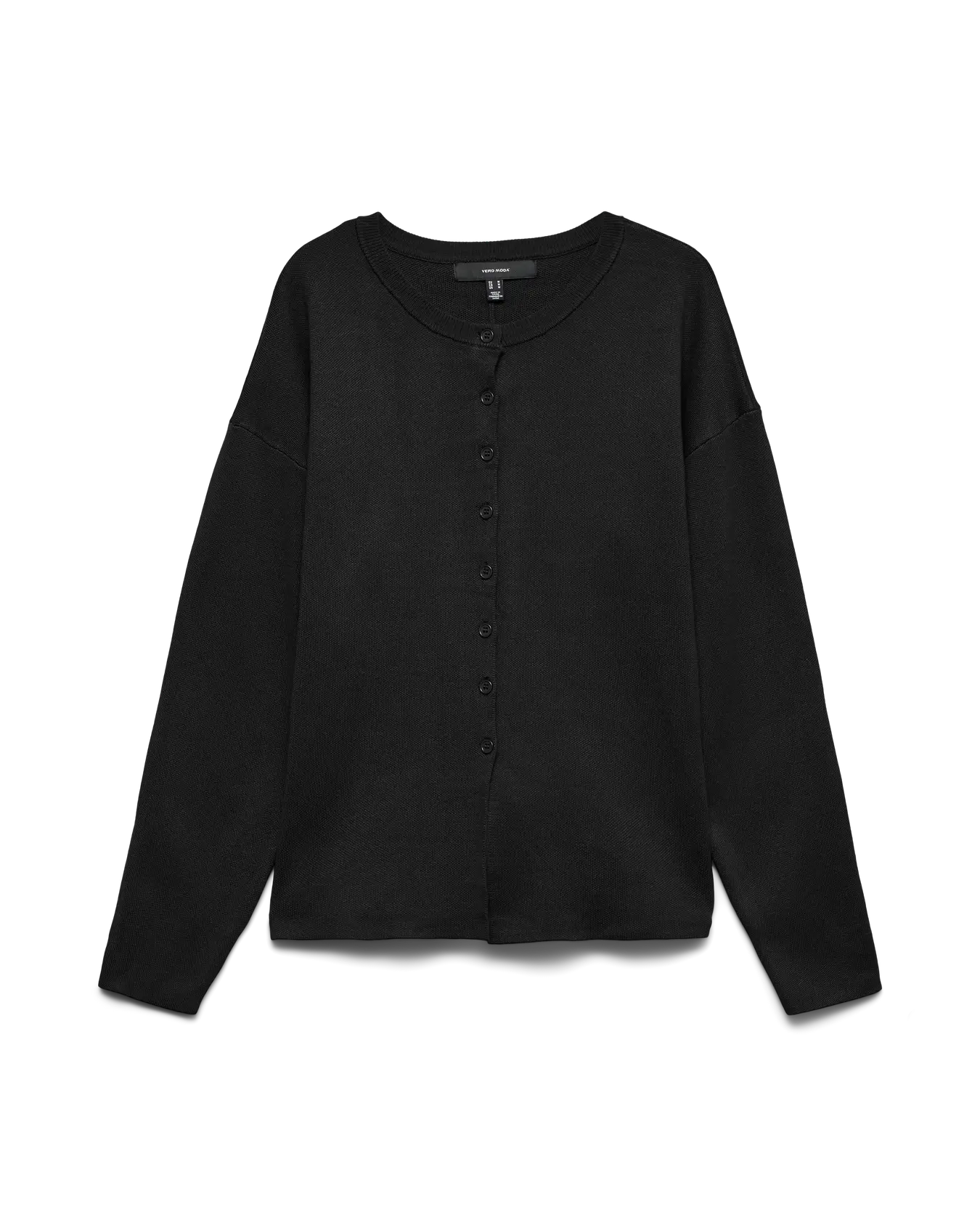 VM EVE LS O NECK BUTTON CARDIGAN - BLACK