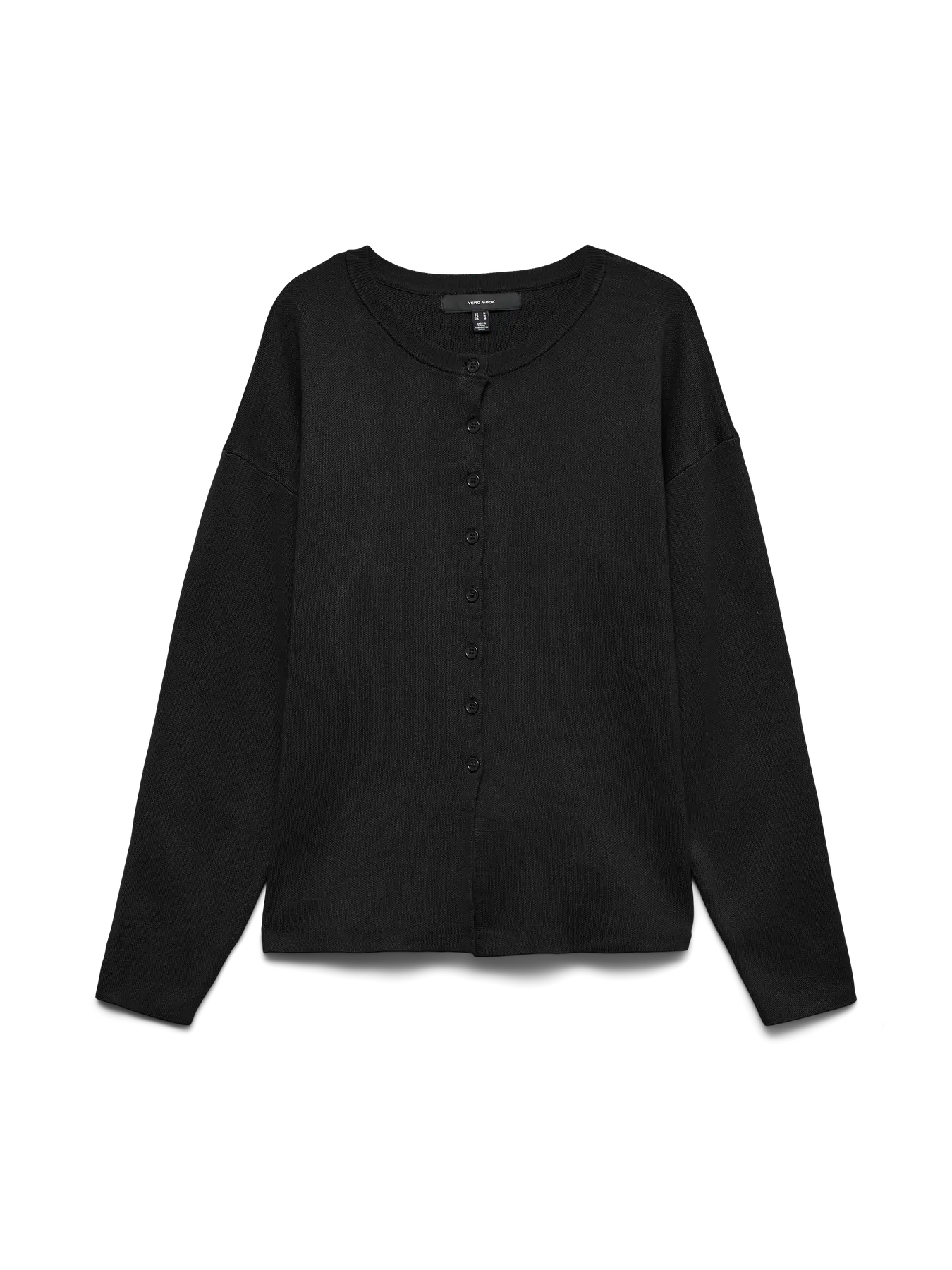 VM EVE LS O NECK BUTTON CARDIGAN - BLACK