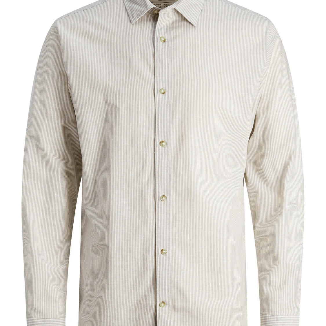 SUMMER LINEN BLEND LS BUTTON DOWN - CROCKERY WHITE STRIPE