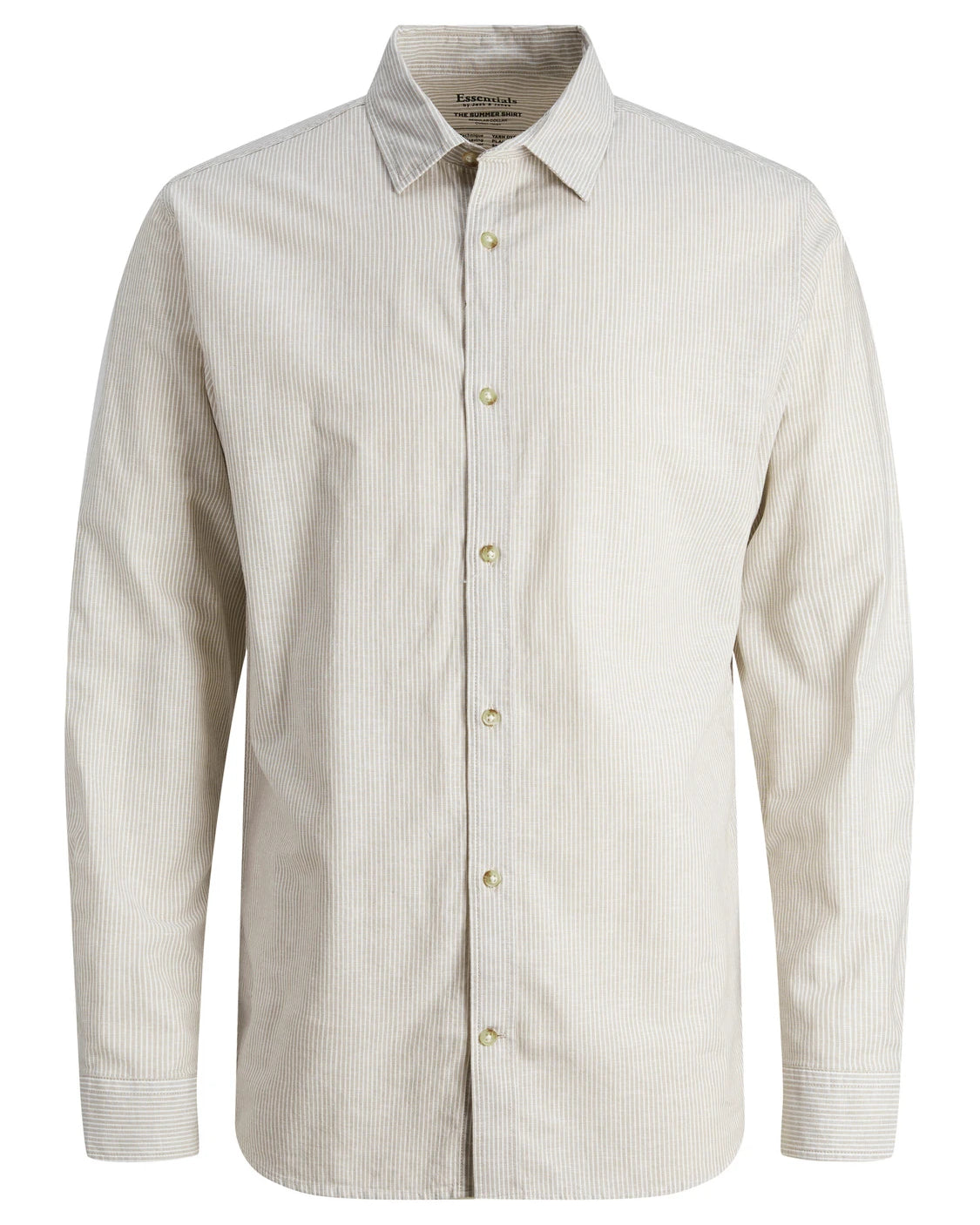 SUMMER LINEN BLEND LS BUTTON DOWN - CROCKERY WHITE STRIPE