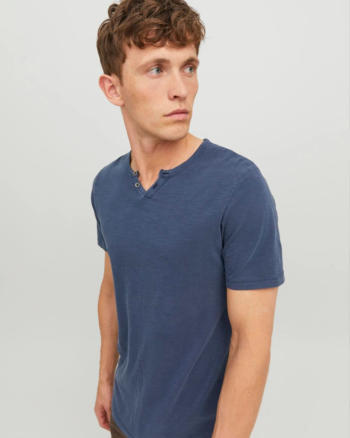 SPLIT NECK TEE - NAVY