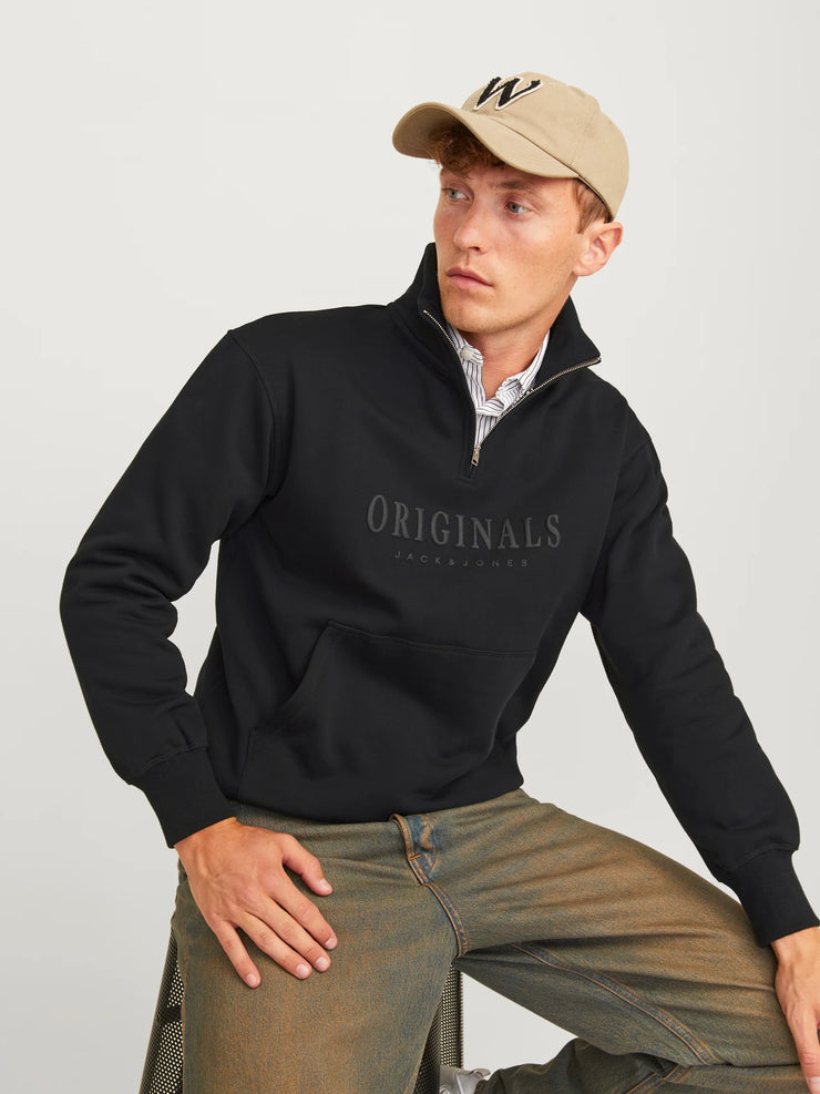 FREDERIKSBERG QUARTER ZIP SWEATSHIRT - BLACK