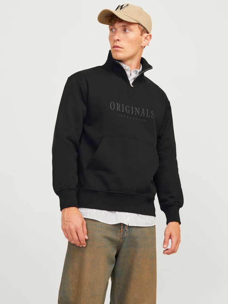 FREDERIKSBERG QUARTER ZIP SWEATSHIRT - BLACK