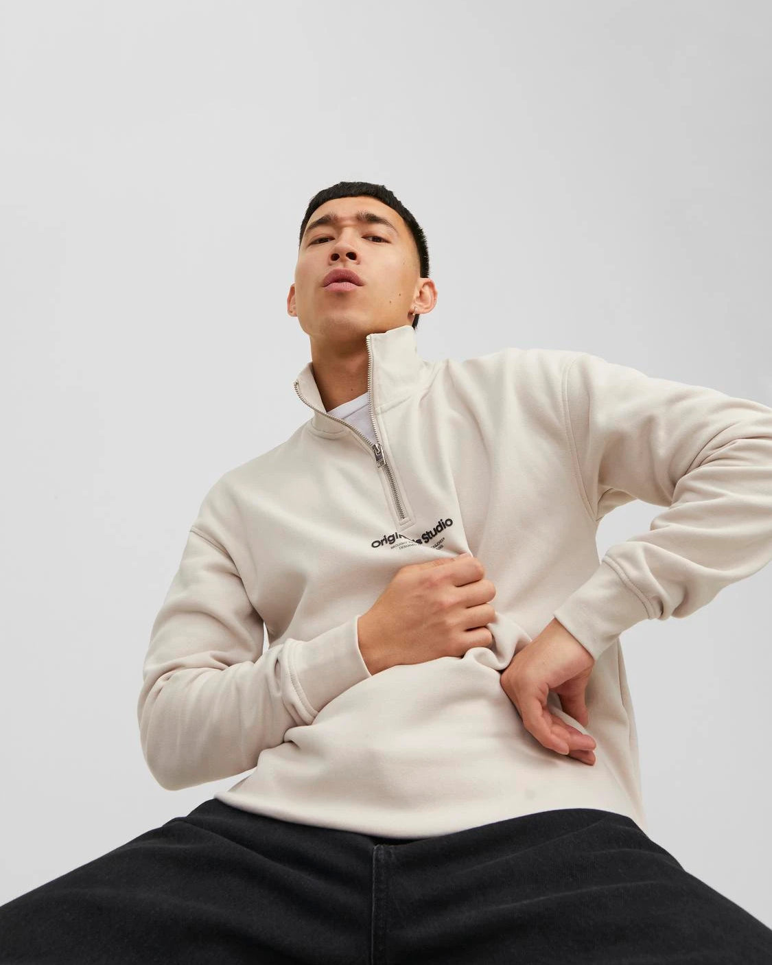 VESTERBRO QUARTER ZIP SWEATSHIRT - MOONBEAM