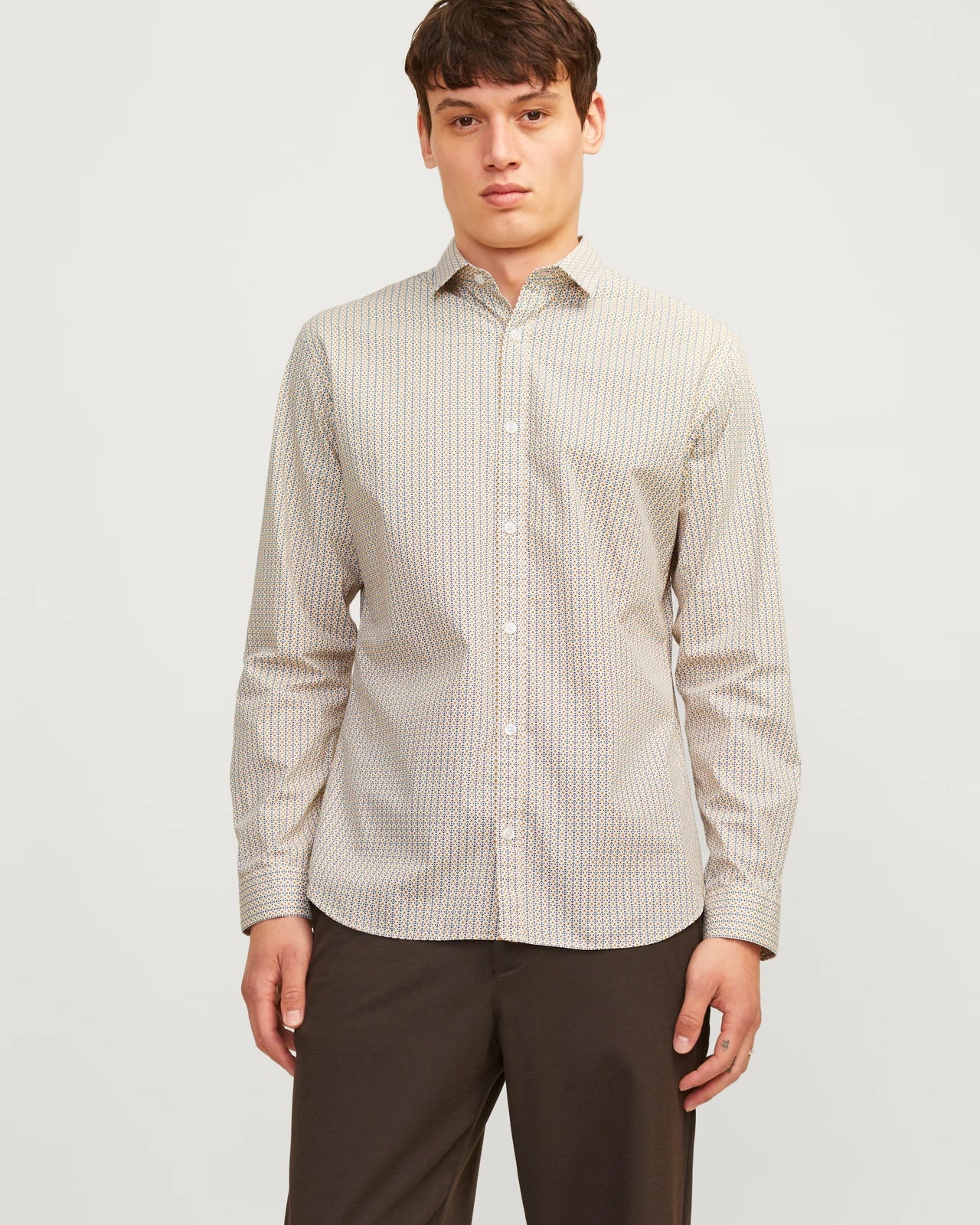 BLACKPOOL PRINTED DRESS SHIRT - MINERAL YELLOW