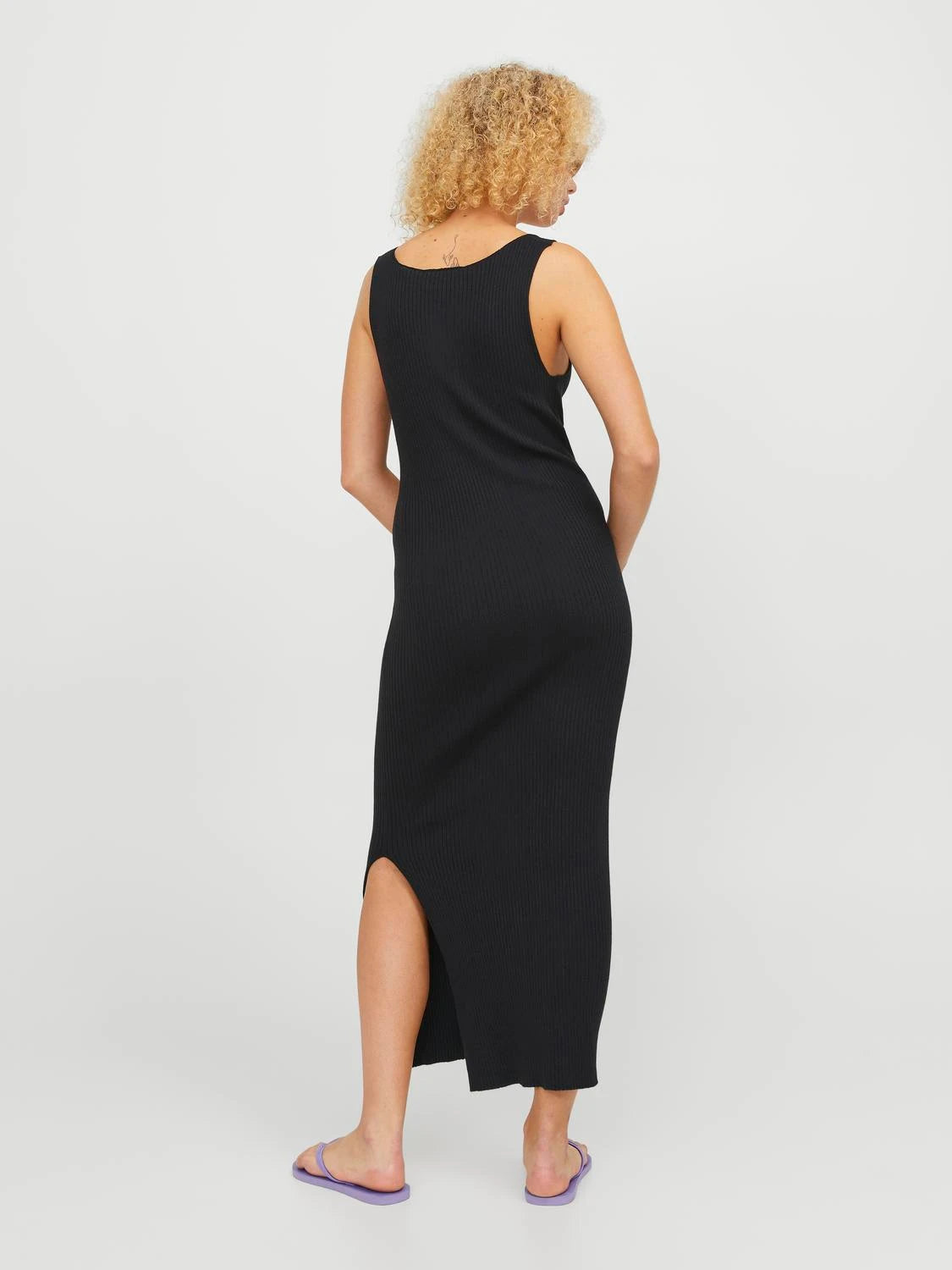 ZOFI RIBBED MIDI DRESS - BLACK