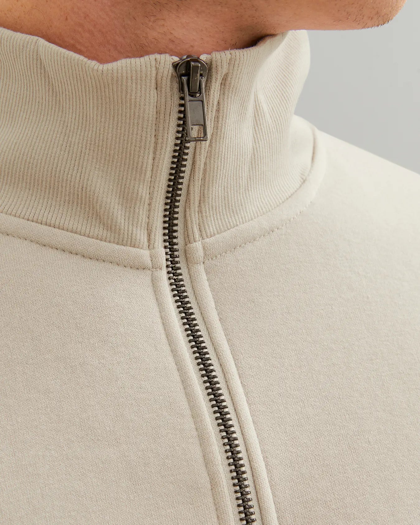 JJ BRADELEY SWEAT HALF ZIP PULLOVER - MOONBEAM