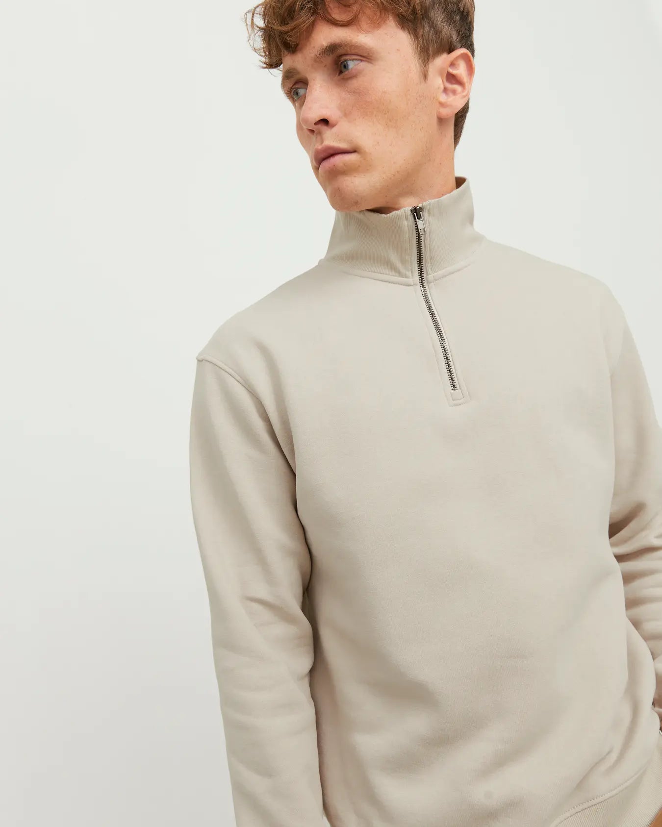 JJ BRADELEY SWEAT HALF ZIP PULLOVER - MOONBEAM