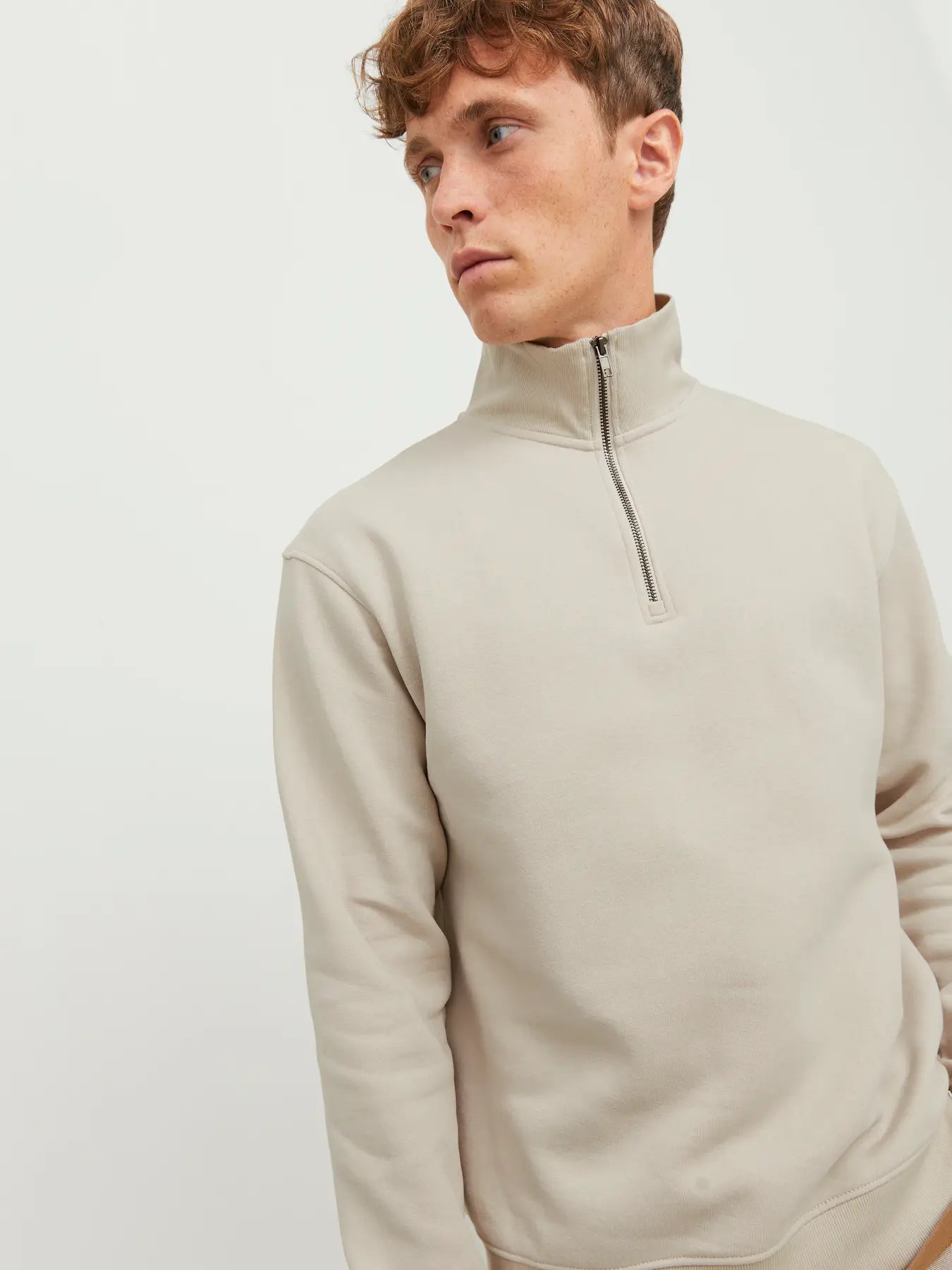 JJ BRADELEY SWEAT HALF ZIP PULLOVER - MOONBEAM