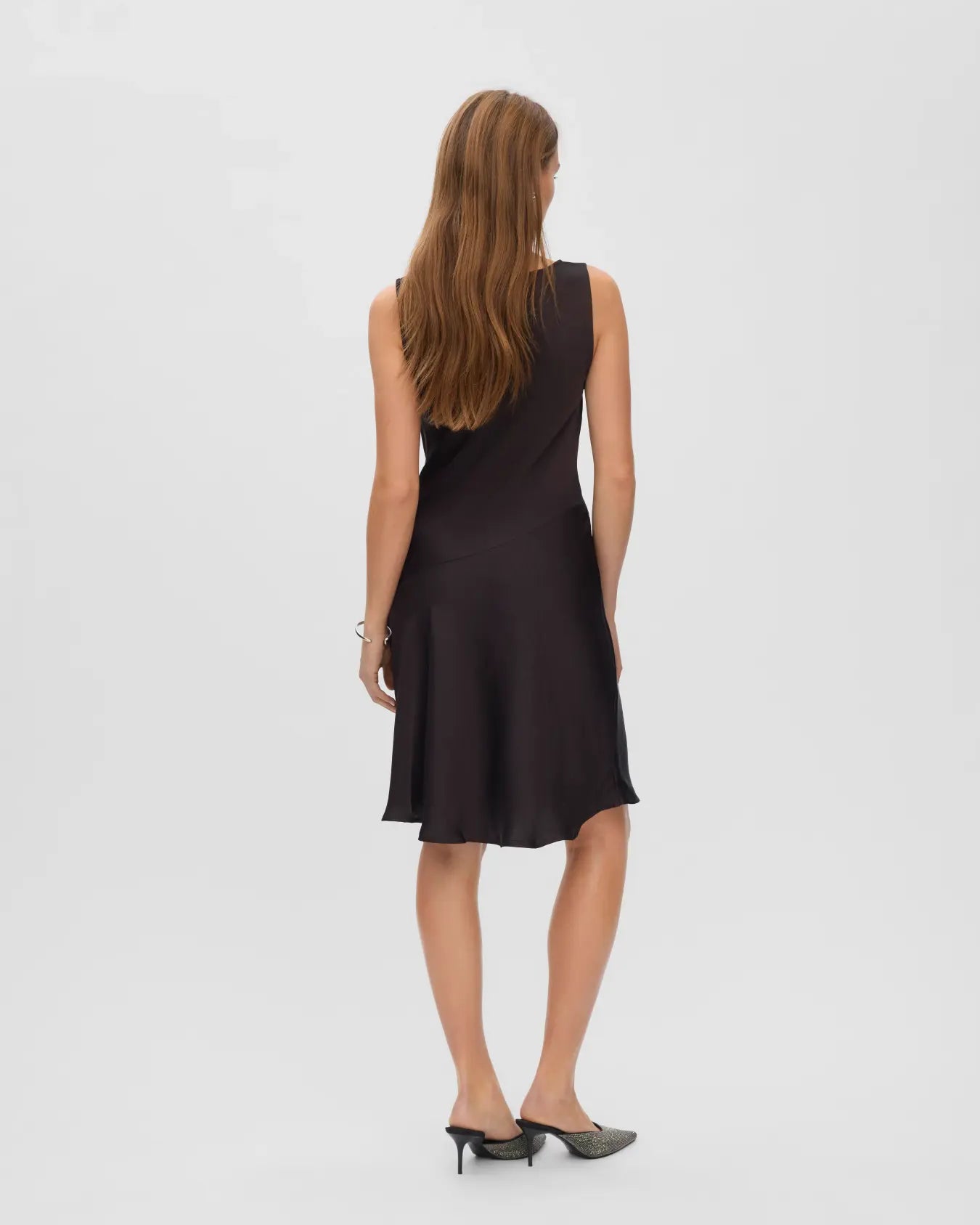 VM MIRO WATERFALL SATIN DRESS - CHOCOLATE TORTE