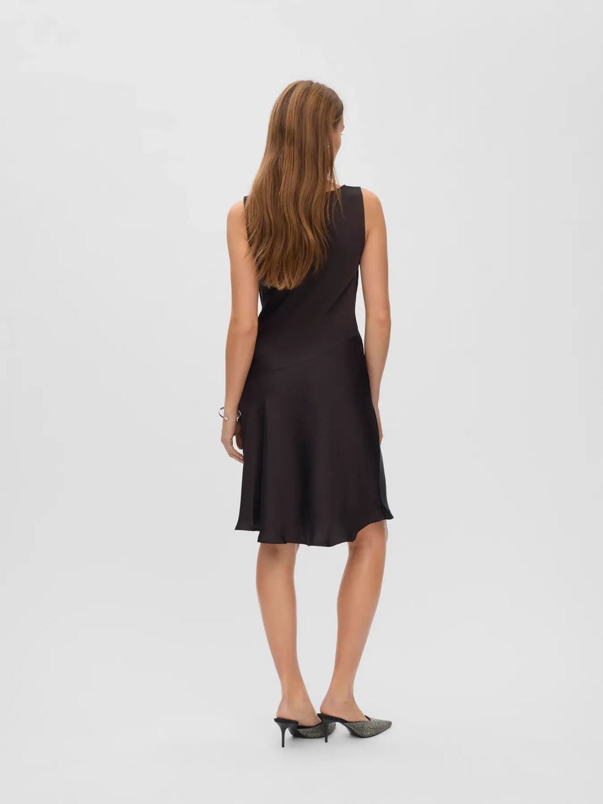 VM MIRO WATERFALL SATIN DRESS - CHOCOLATE TORTE