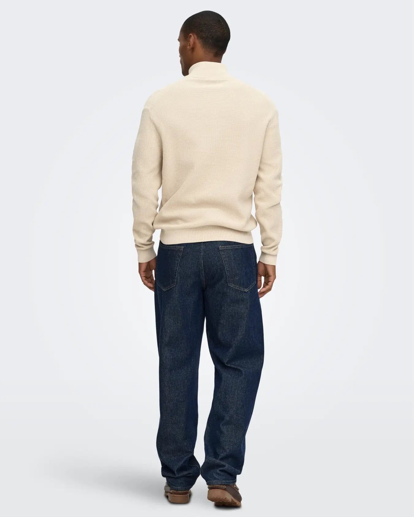 ONLY + SONS TONY REG 1/2 ZIP KNIT PULLOVER - SILVER LINING
