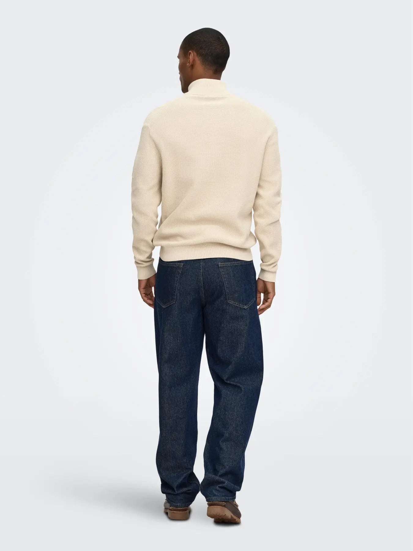 ONLY + SONS TONY REG 1/2 ZIP KNIT PULLOVER - SILVER LINING