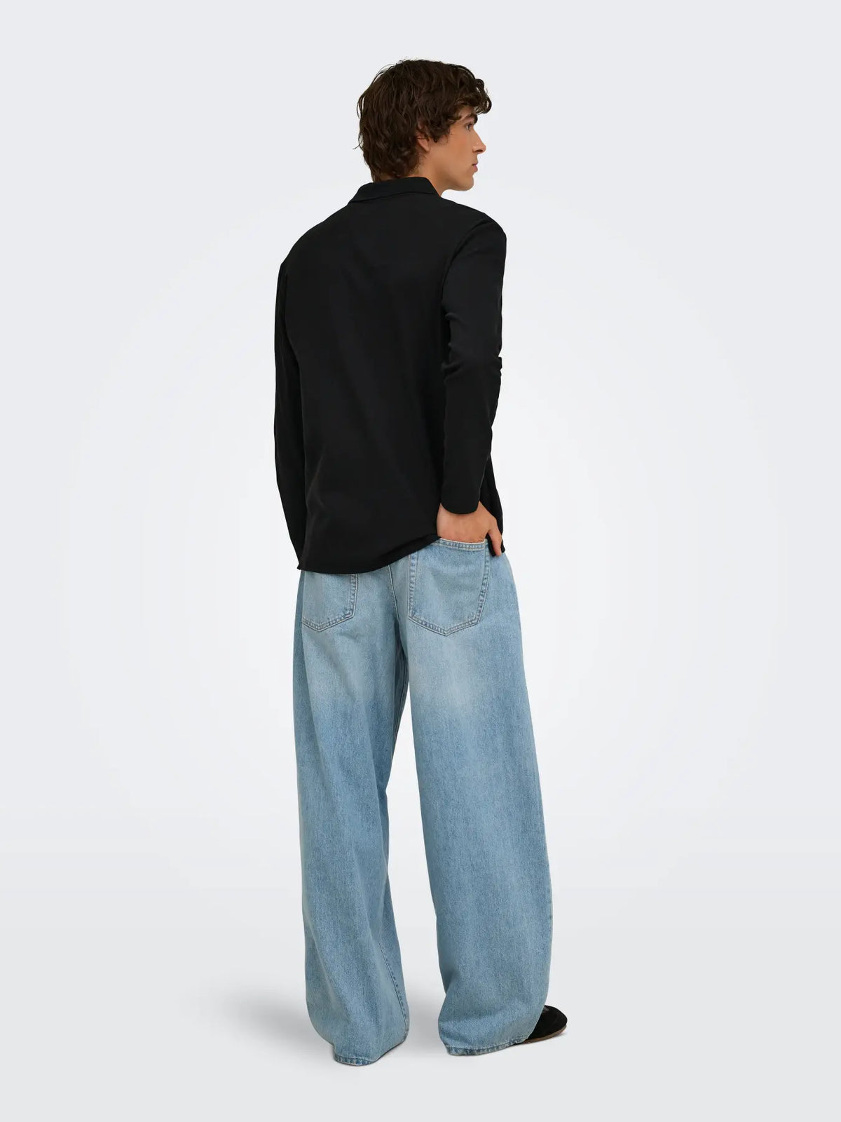 ONLY + SONS BEN REG LS POLO - BLACK