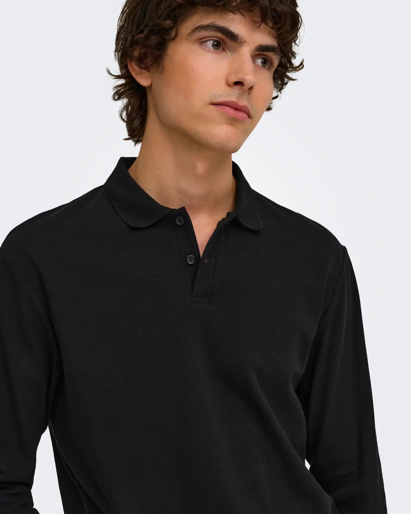 ONLY + SONS BEN REG LS POLO - BLACK