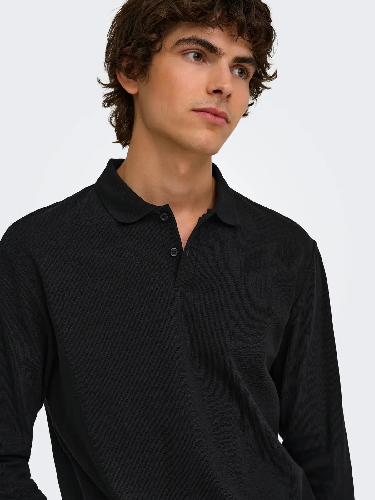 ONLY + SONS BEN REG LS POLO - BLACK