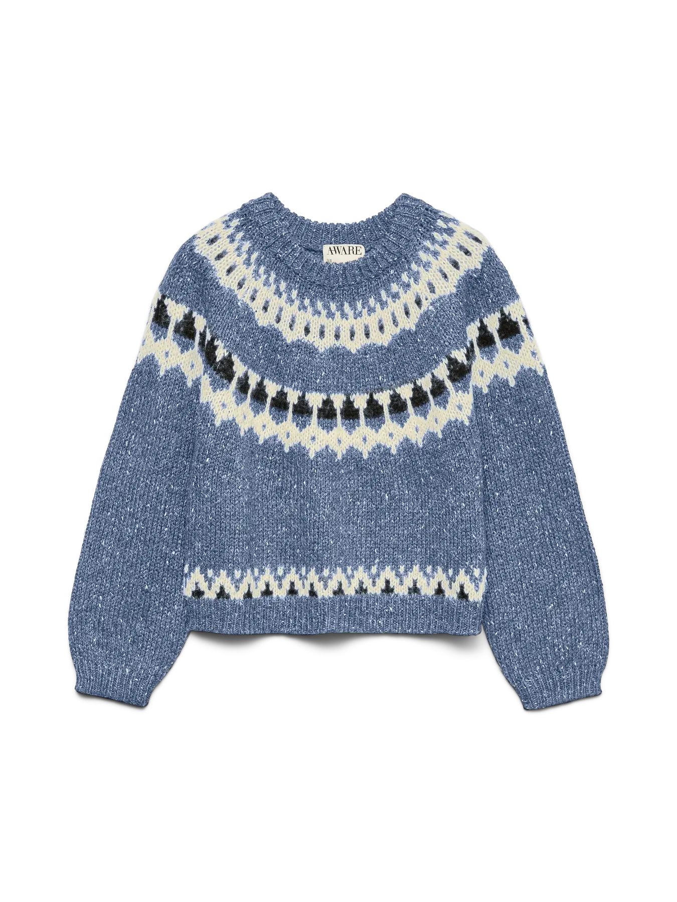 AWARE TILLIE O NECK SWEATER - STONEWASH