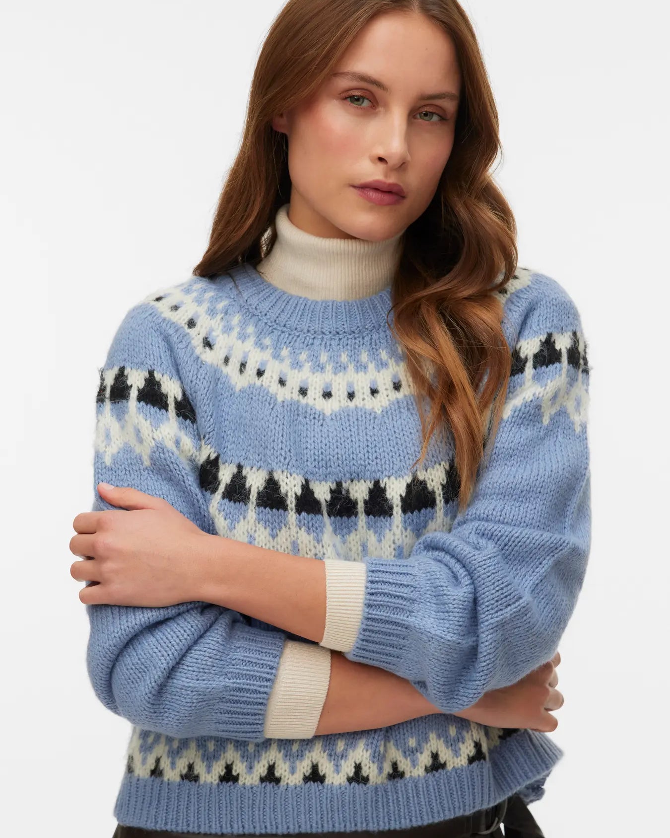 AWARE TILLIE O NECK SWEATER - STONEWASH