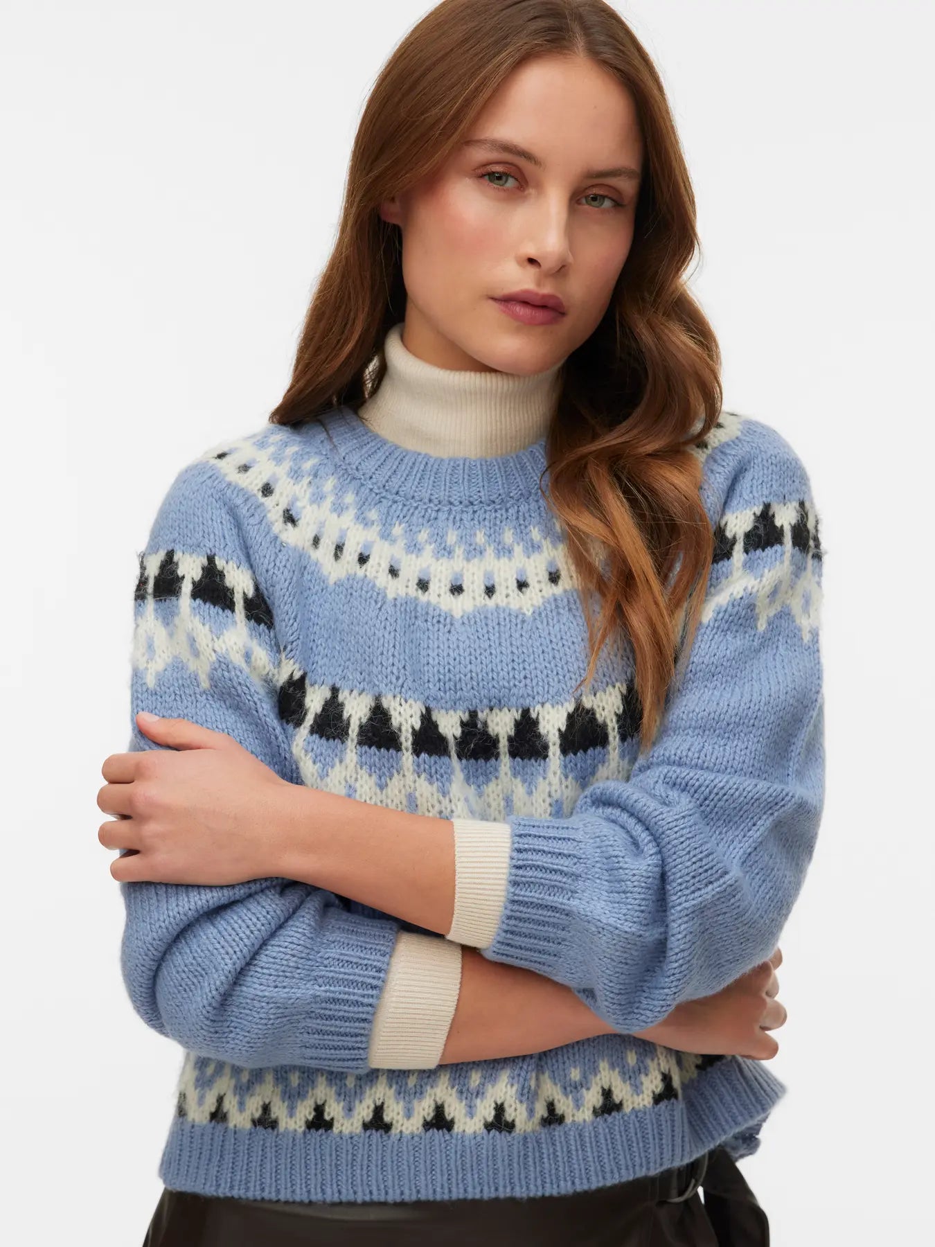 AWARE TILLIE O NECK SWEATER - STONEWASH