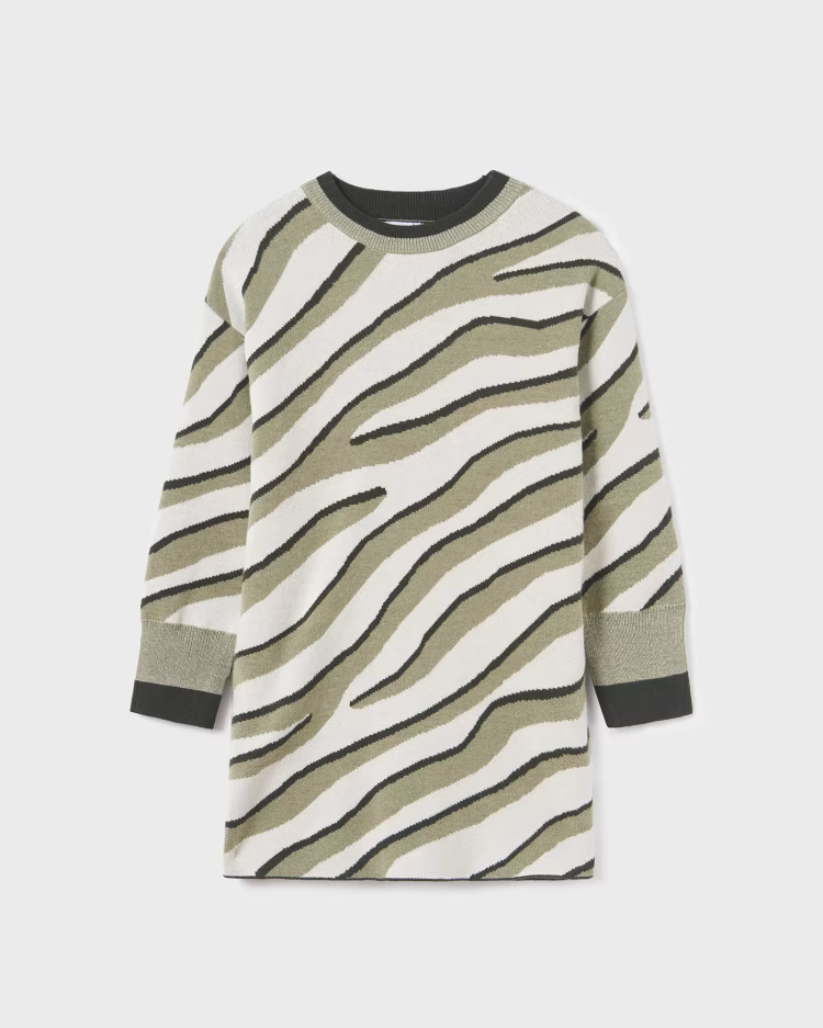 MAYORAL PRINTED SWEATER DRESS - BAYLEAF