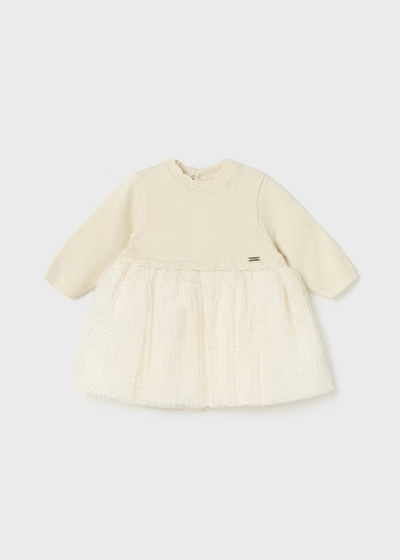 MAYORAL KNIT TULLE DRESS - CHAMPAGNE
