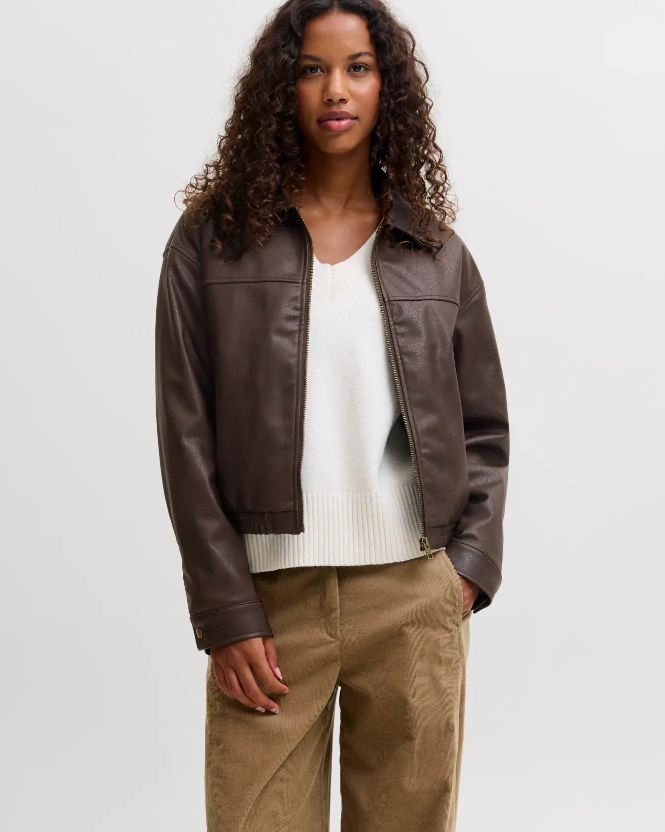 JJXX MICA FAUX LEATHER BOMBER - DEMITASSE
