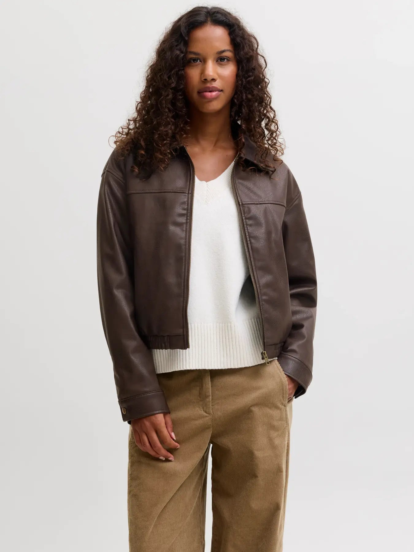 JJXX MICA FAUX LEATHER BOMBER - DEMITASSE