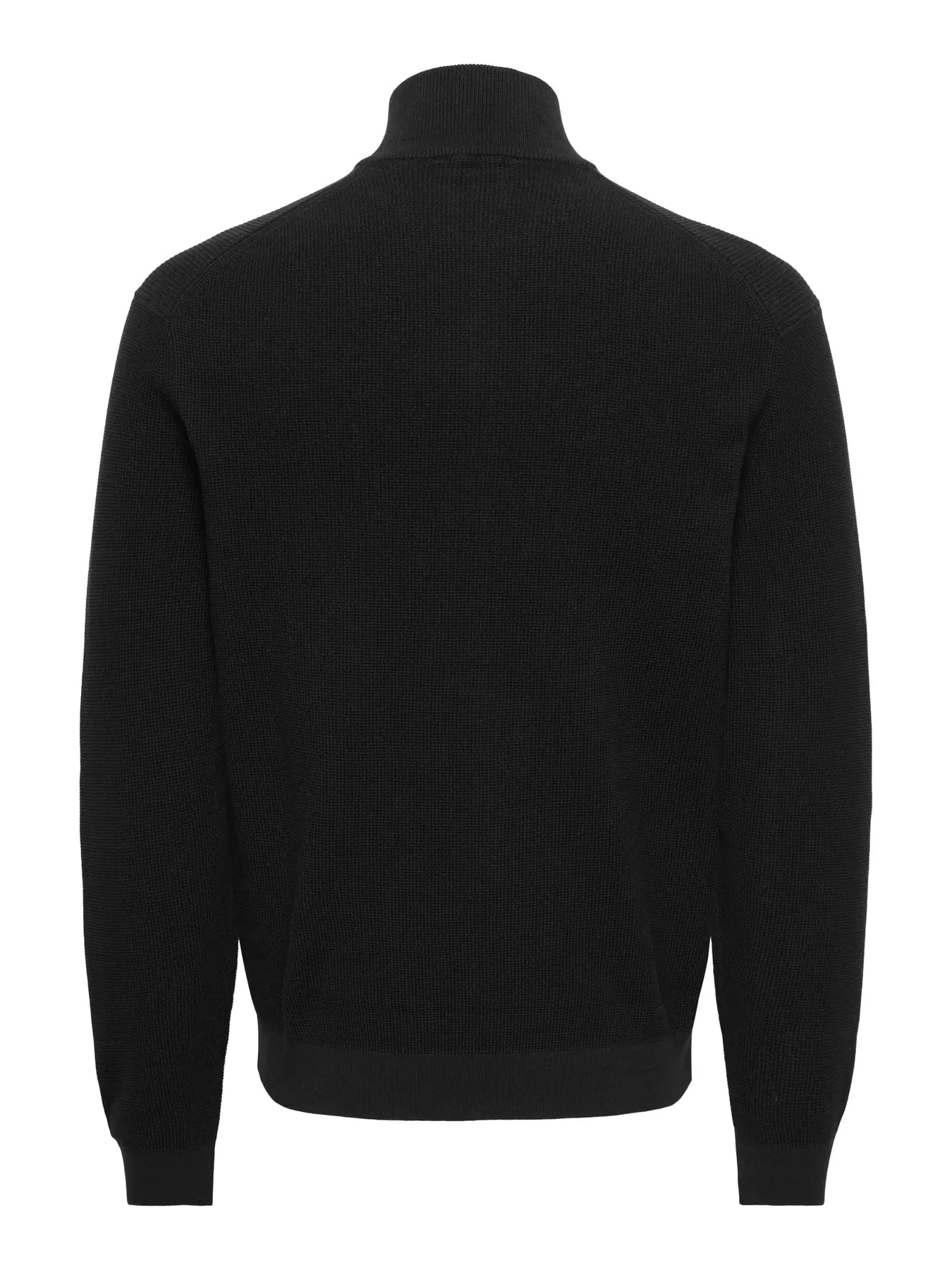 ONLY + SONS TONY REG 1/2 ZIP KNIT PULLOVER - BLACK