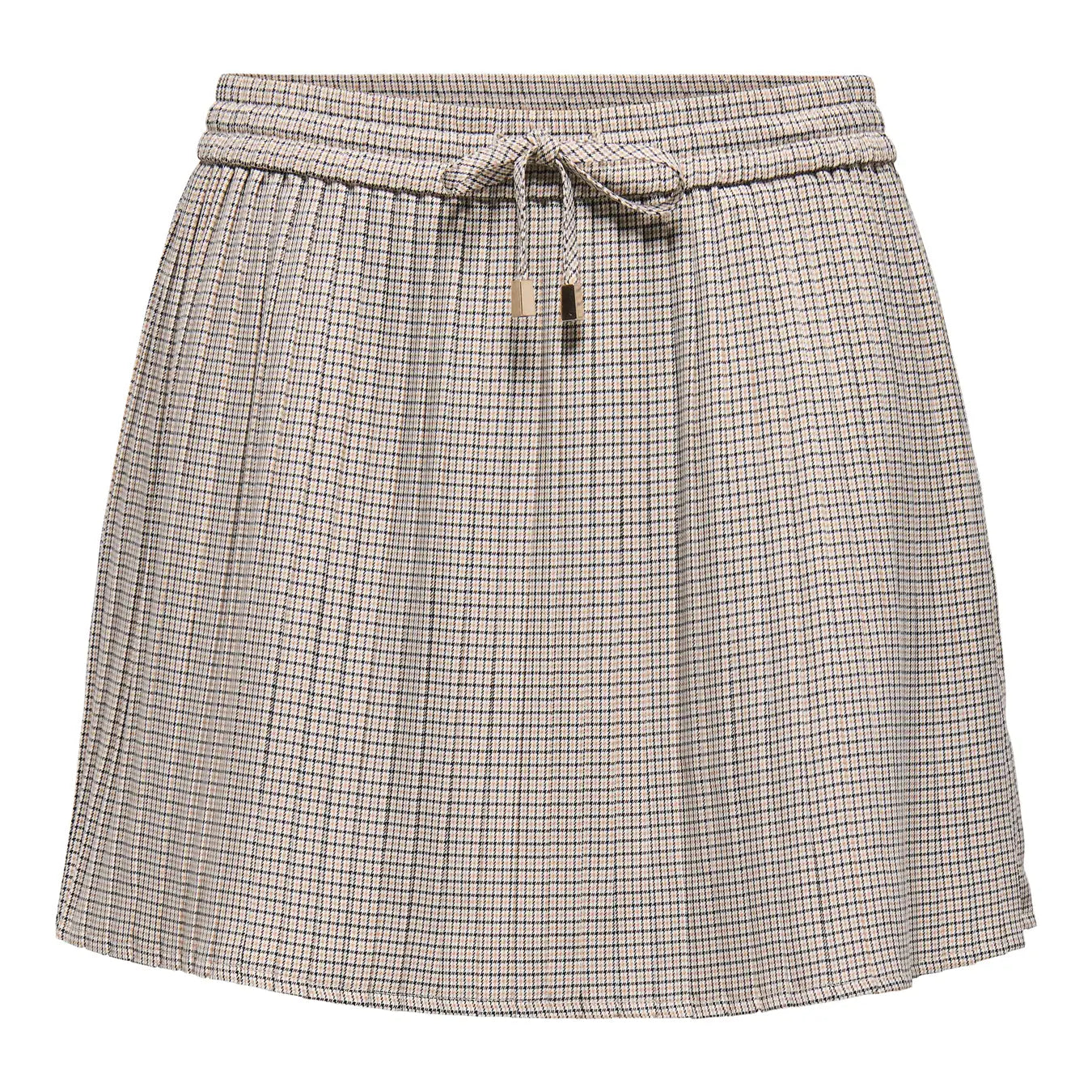 ONLY PLISA CHECK PLEAT SKIRT - TOASTED COCONUT