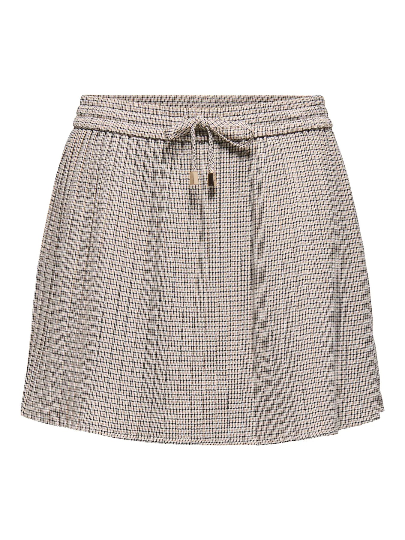 ONLY PLISA CHECK PLEAT SKIRT - TOASTED COCONUT