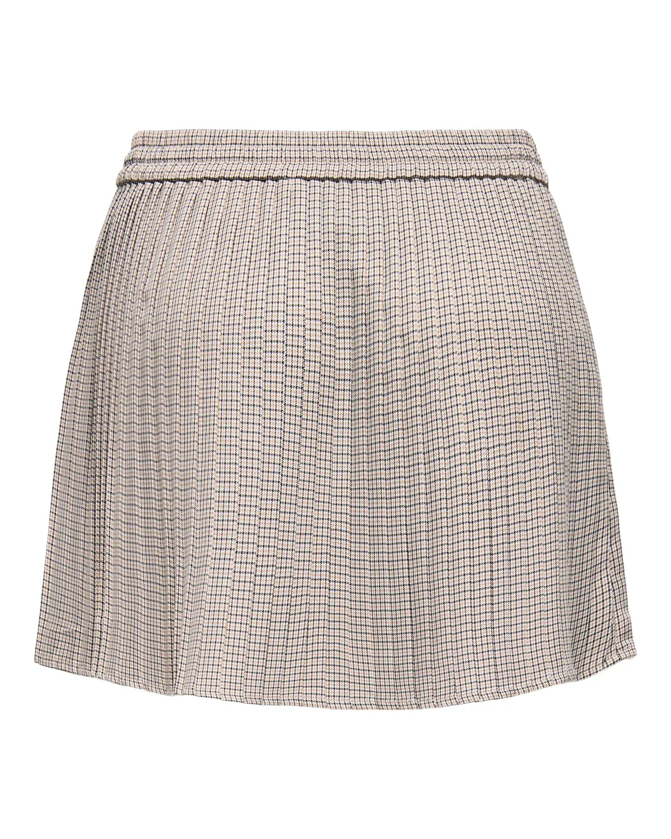 ONLY PLISA CHECK PLEAT SKIRT - TOASTED COCONUT
