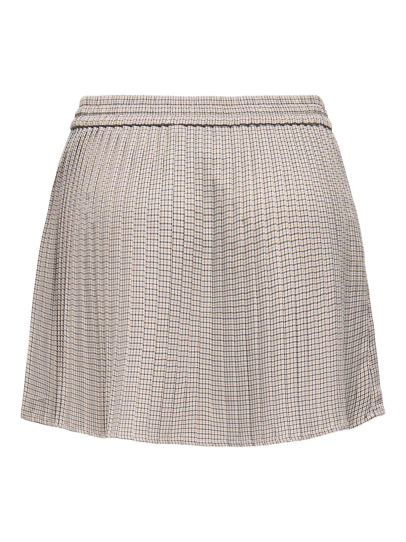 ONLY PLISA CHECK PLEAT SKIRT - TOASTED COCONUT