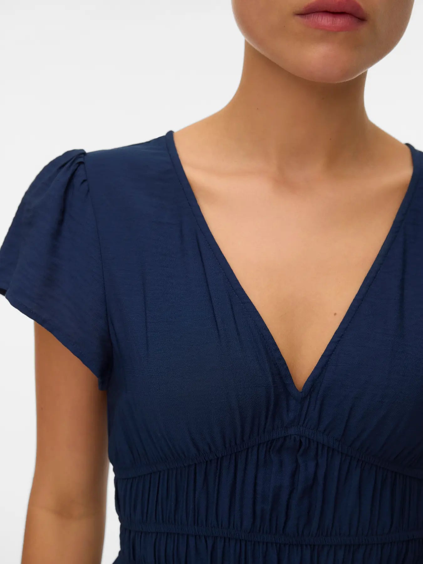 VM NELLIE V NECK MIDI DRESS - NAVY BLAZER