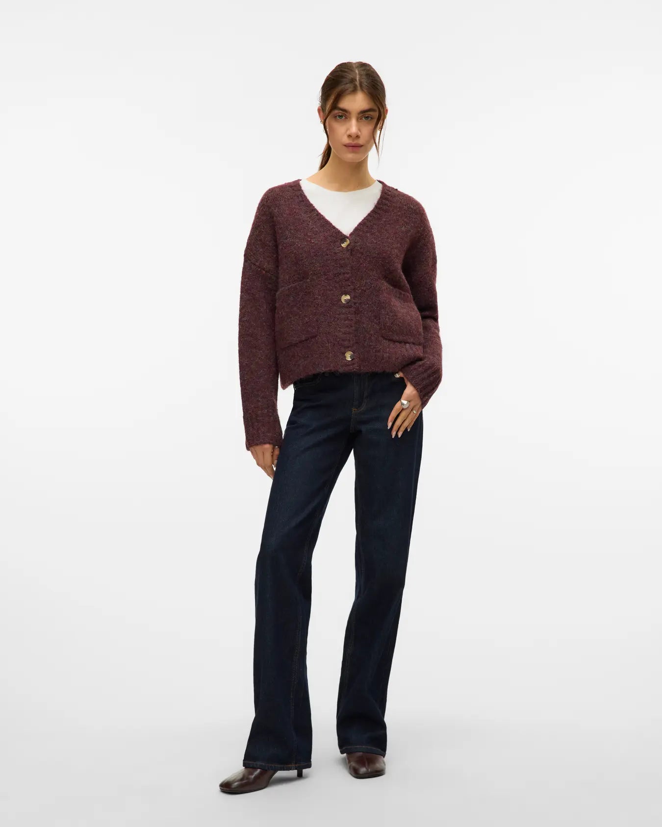 VM INGRID V NECK CARDIGAN - WINETASTING