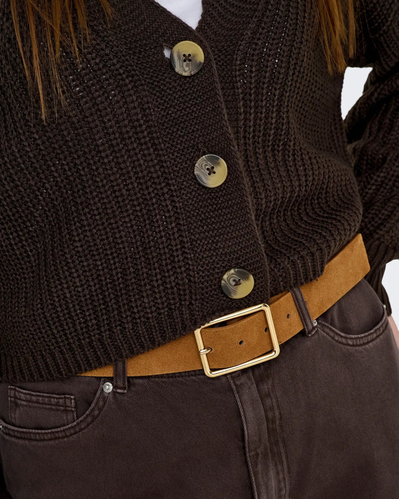 VM CAROL V NECK CARDIGAN - CHOCOLATE TORTE