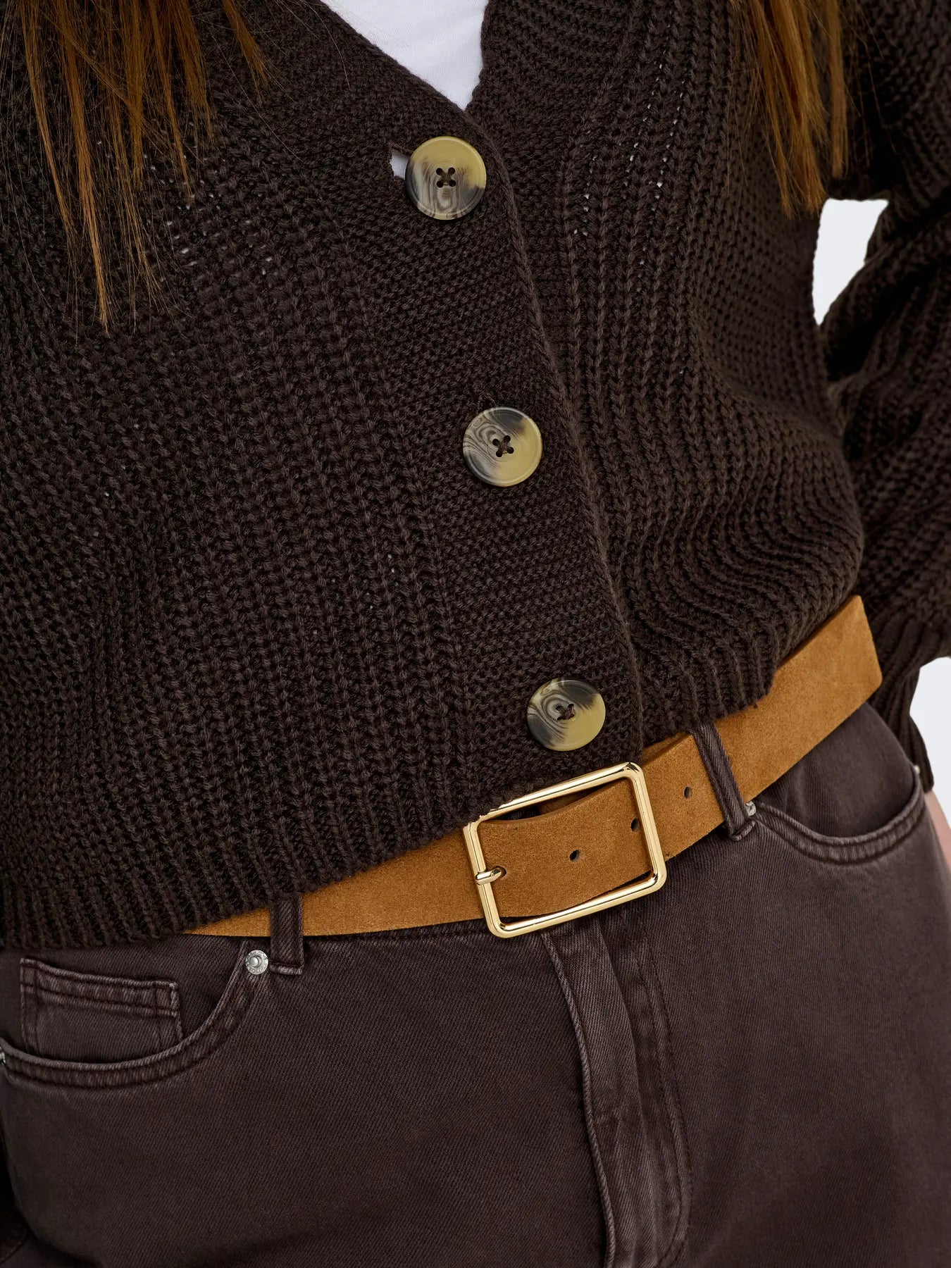 VM CAROL V NECK CARDIGAN - CHOCOLATE TORTE