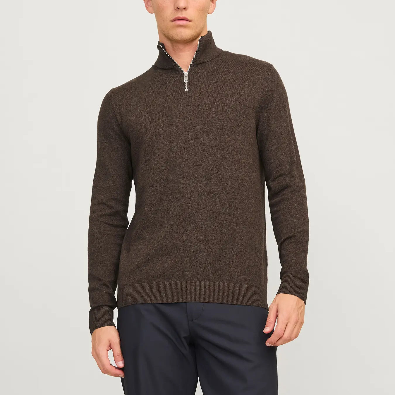 JJ EMIL KNIT HALF ZIP PULLOVER - MULCH