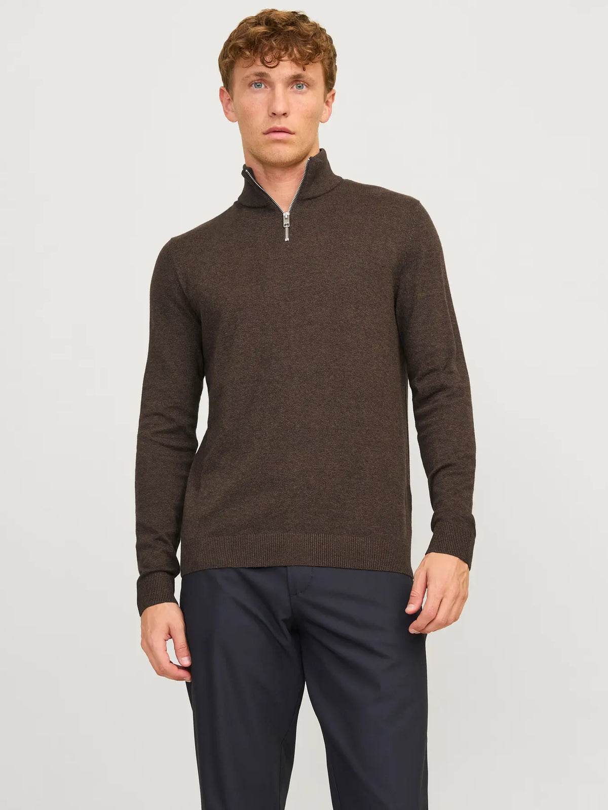 JJ EMIL KNIT HALF ZIP PULLOVER - MULCH