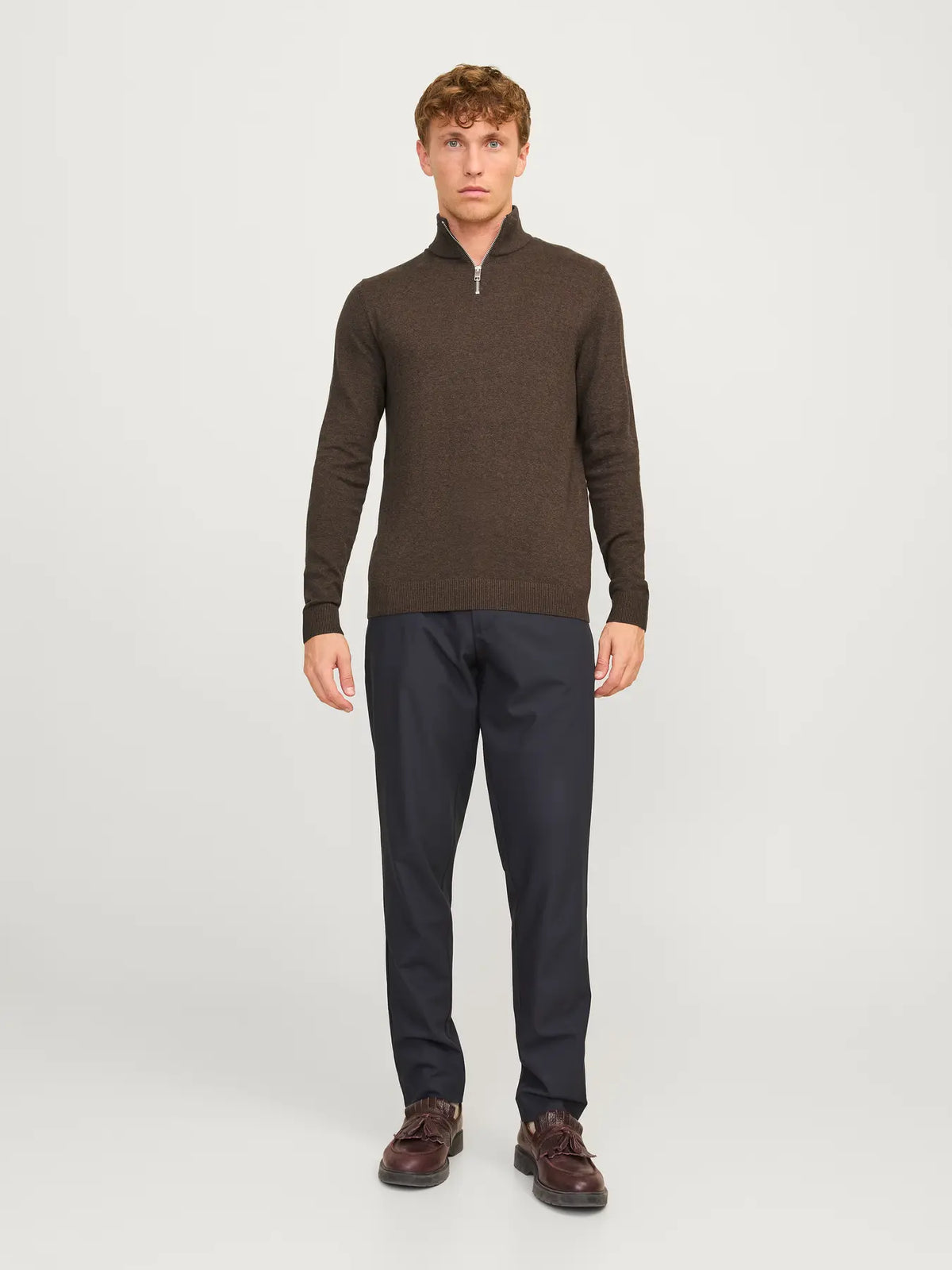 JJ EMIL KNIT HALF ZIP PULLOVER - MULCH