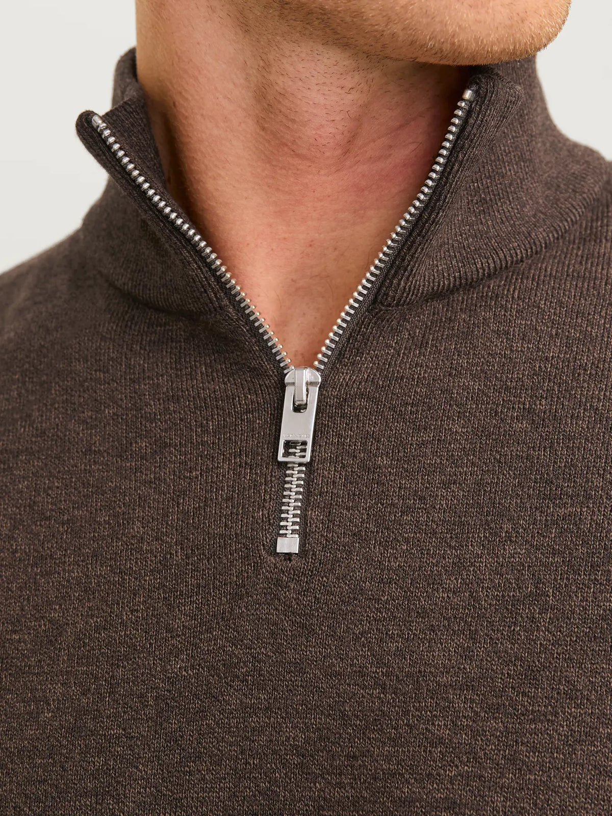 JJ EMIL KNIT HALF ZIP PULLOVER - MULCH