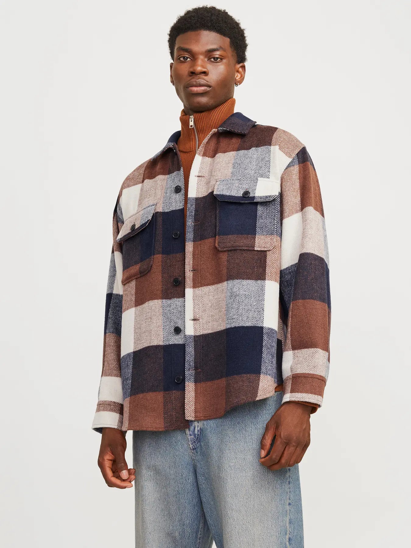 JJ BRADLEY CHECK OVERSHIRT - NAVY BLAZER