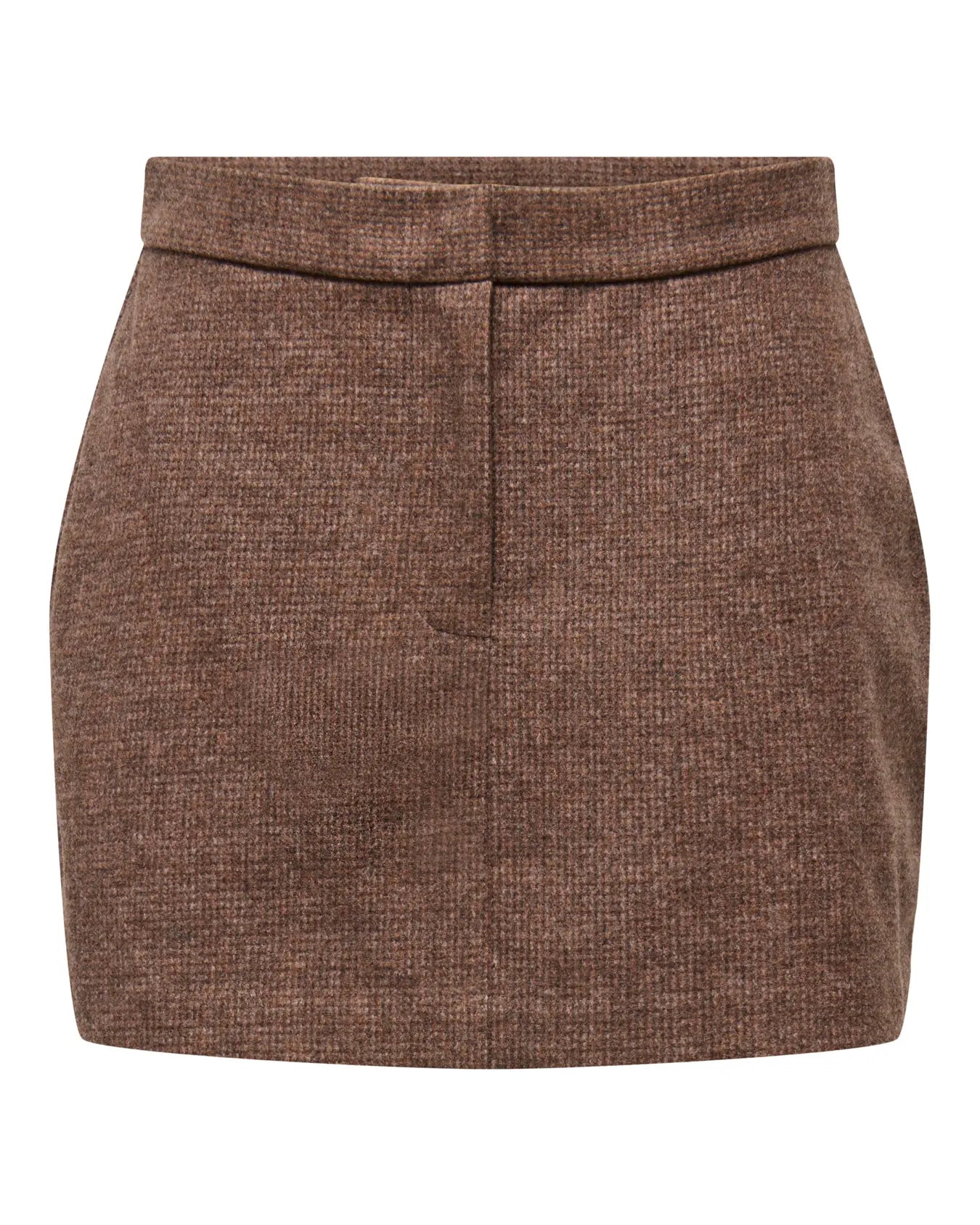 ONLY IMMY CHECK SKIRT - CHESTNUT