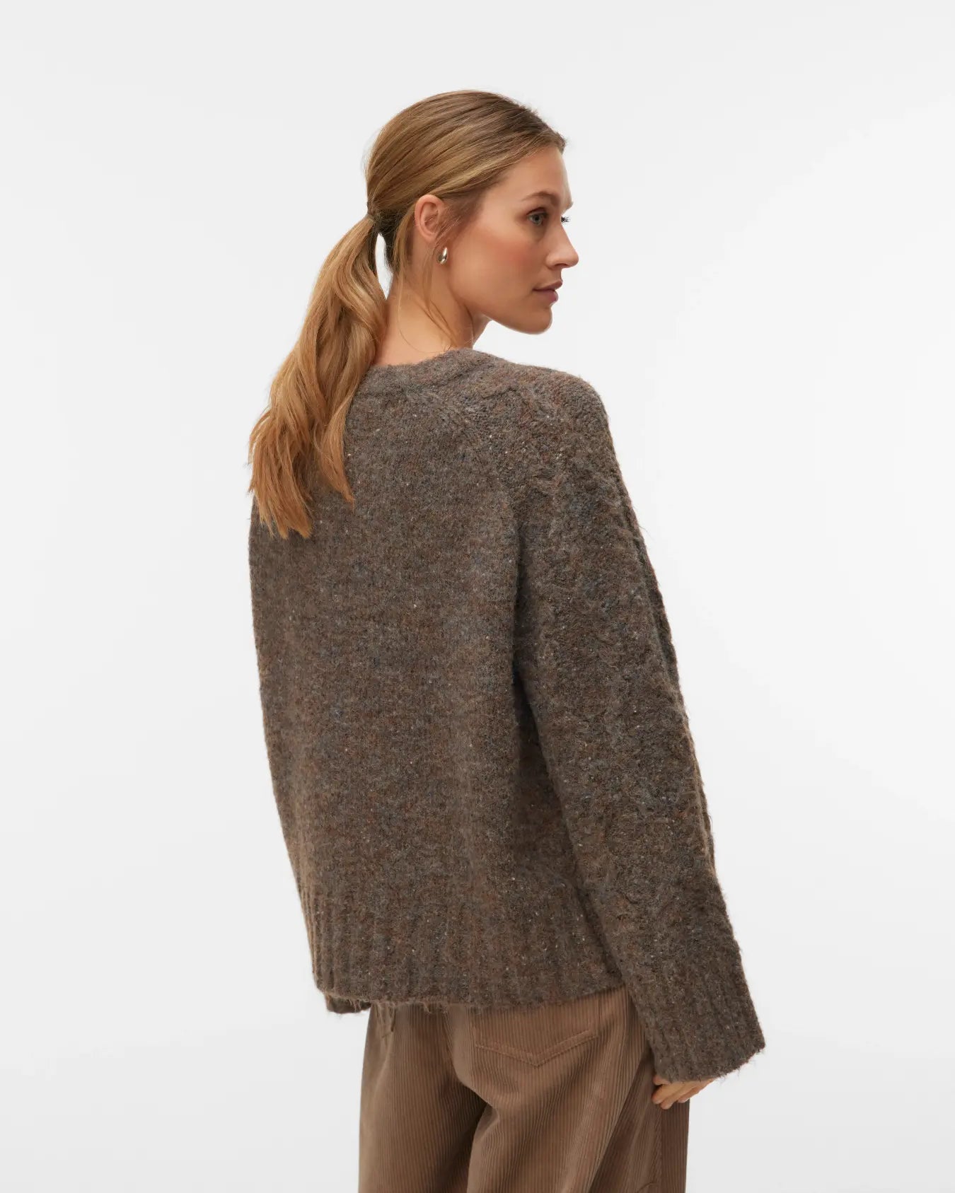 VM INGRID CABLE KNIT PULLOVER - COCOA BROWN