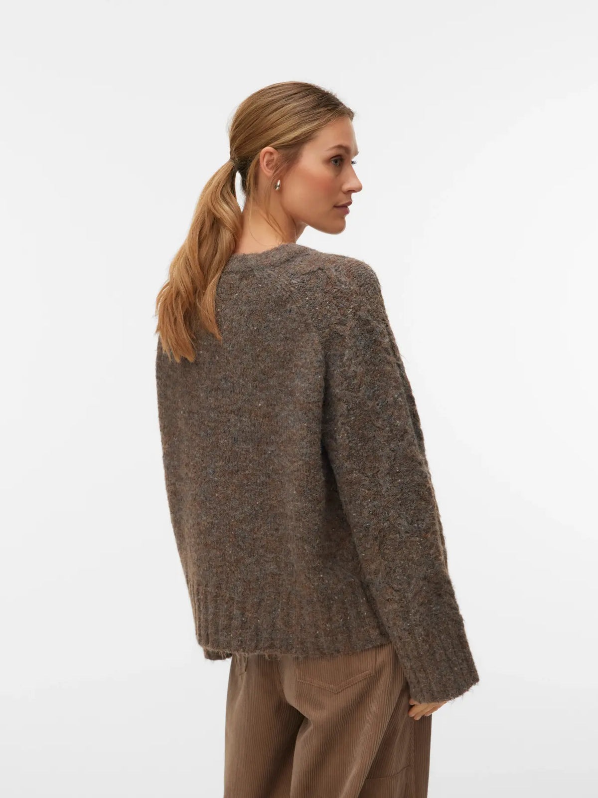 VM INGRID CABLE KNIT PULLOVER - COCOA BROWN