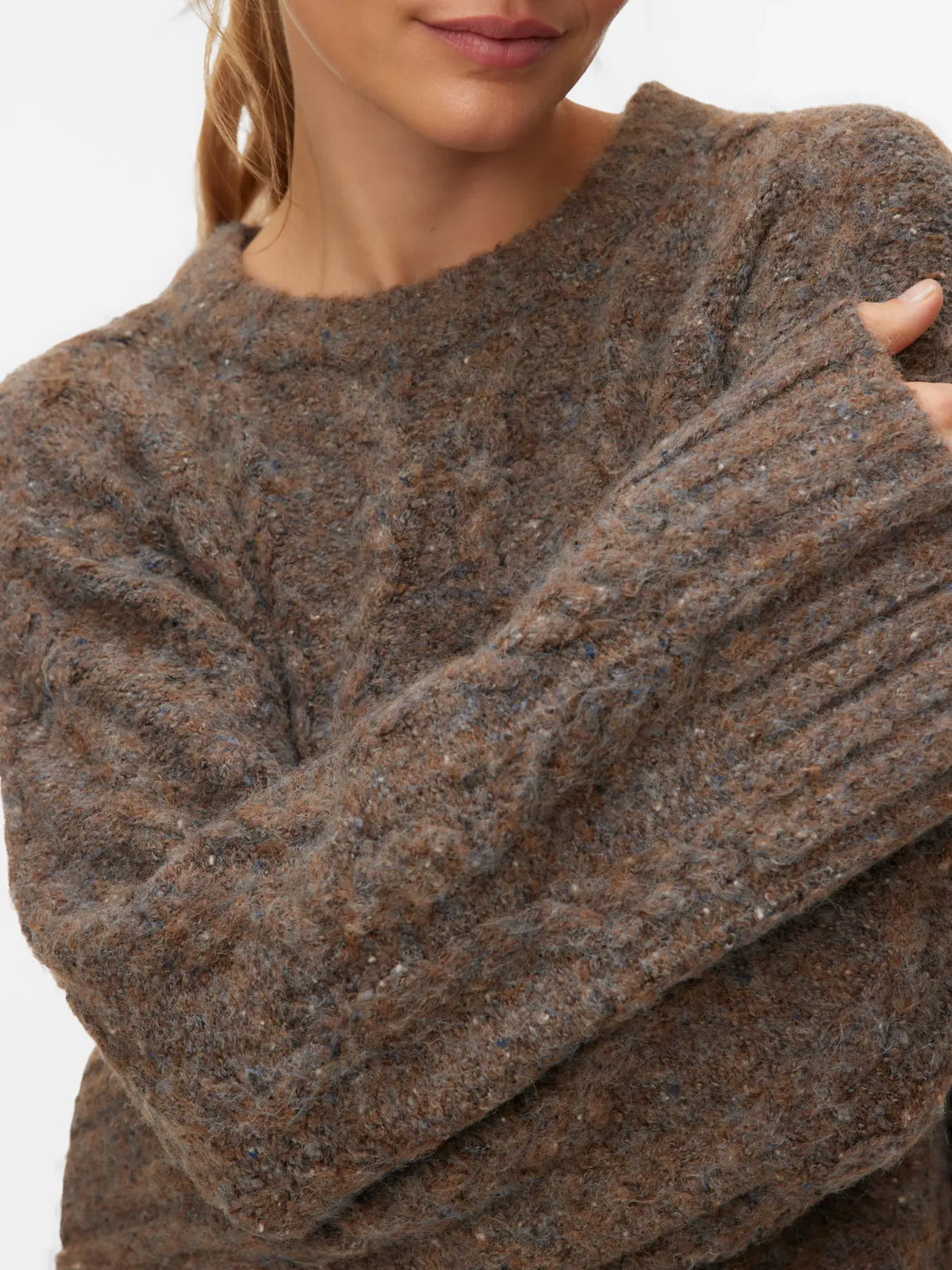 VM INGRID CABLE KNIT PULLOVER - COCOA BROWN